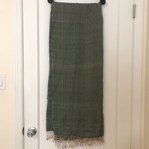 Oversized Green Fringe Wrap / Scarf / Shawl